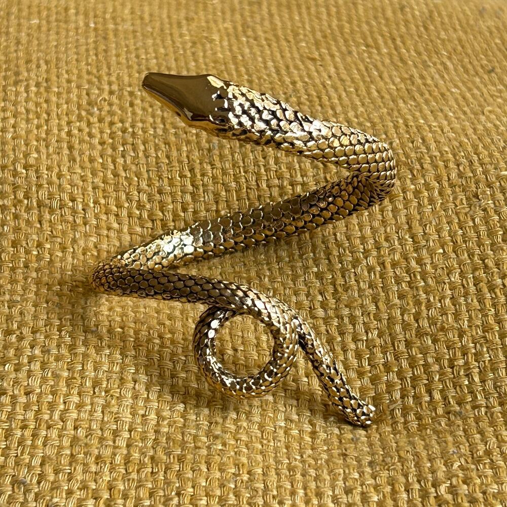 Alexis Bittar Vanitas Serpent Cuff Heavy Gold Snake Bracelet